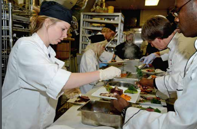 HNHI Students preparing meals HNHI kitchen