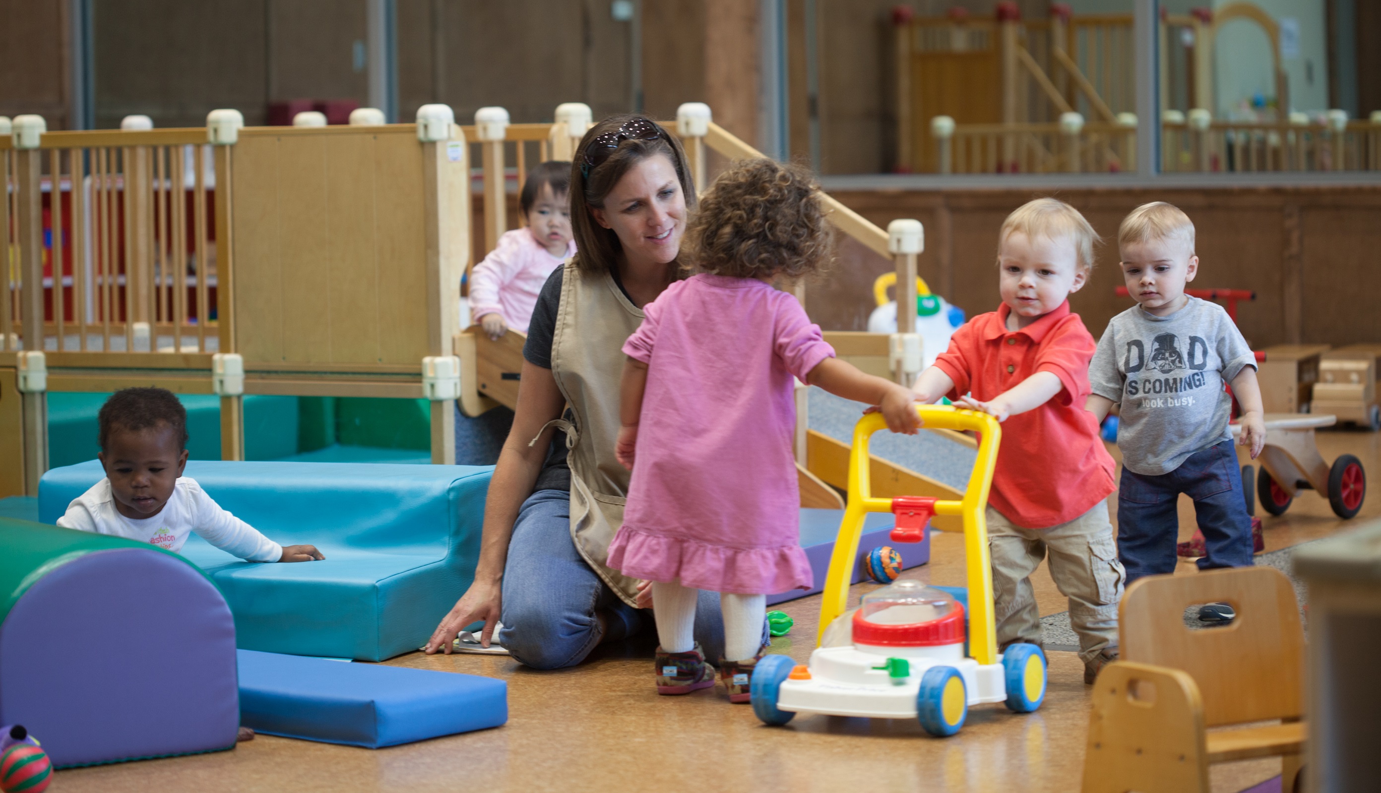 Child Development Lab Students and Children with Puppets